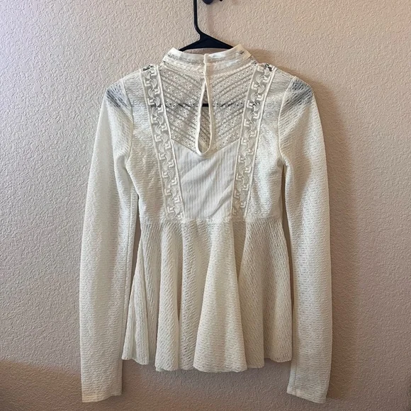 Free People Boho Peplum Lace Long sleeve Top - Picture 8 of 13